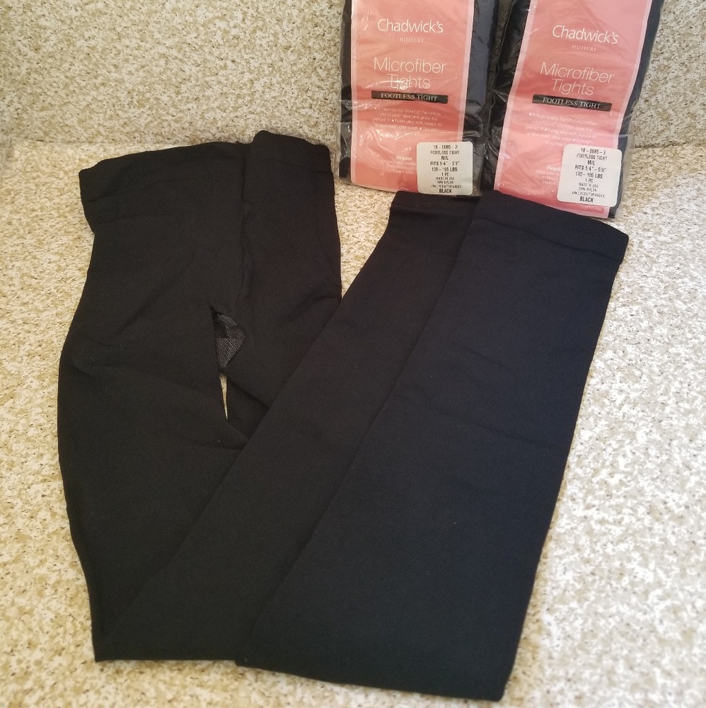 2 pair Chadwick's microfiber footless tights
